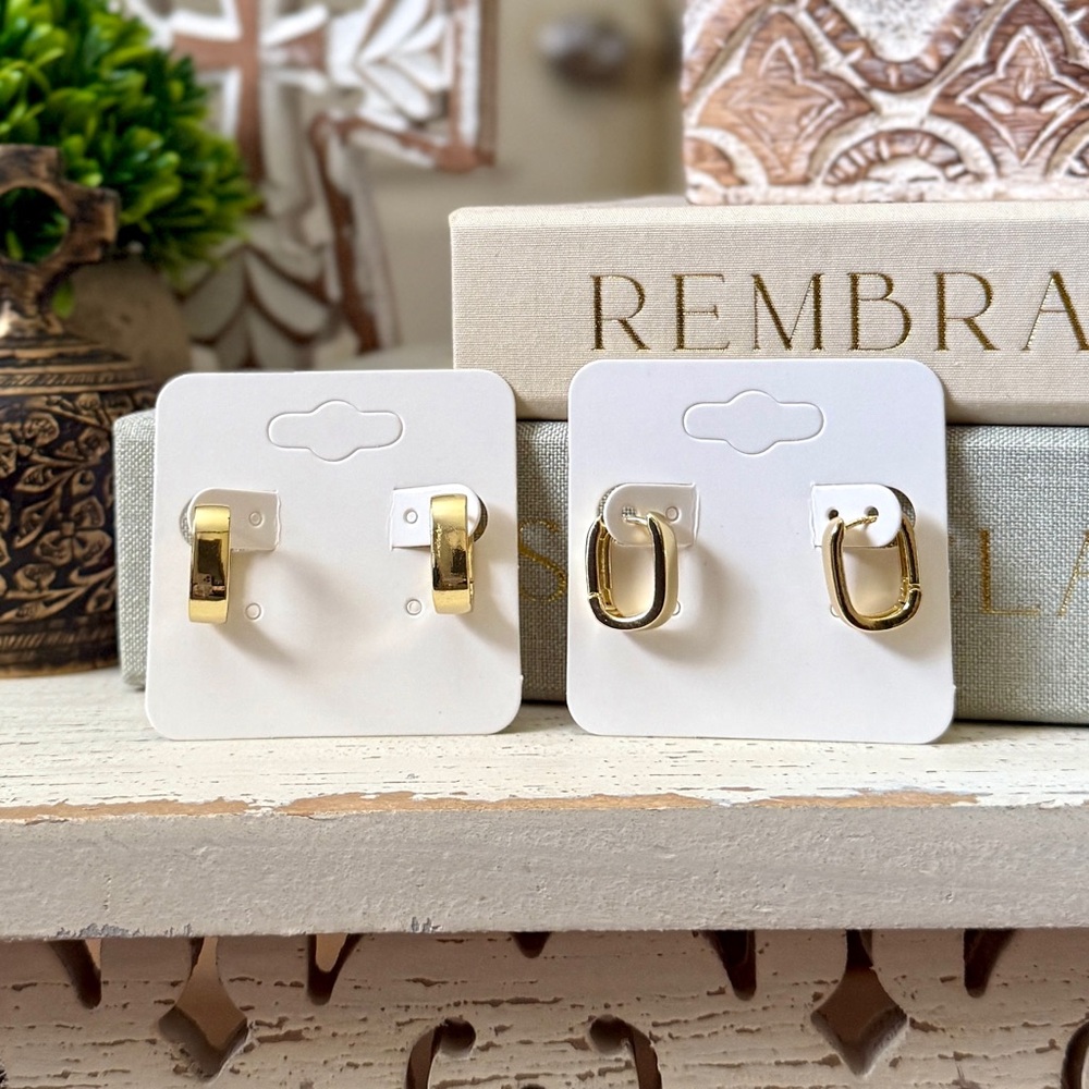 Shashi Rectangle Huggie Earrings